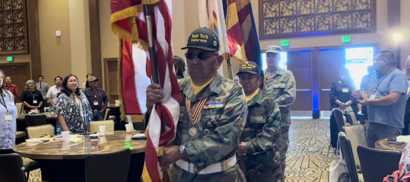 Photo of flags being carried at the summit
